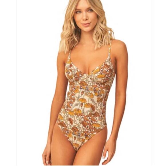 Maaji Debora antique botanical floral reversible on piece swimsuit size small - Picture 3 of 14